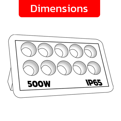 Dimensions Floodlight LED 500w RICHLED