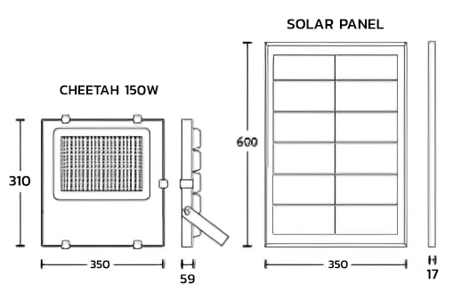 สปอร์ตไลท์โซล่าเซลล์ LED 150W BEC รุ่น CHEETAH