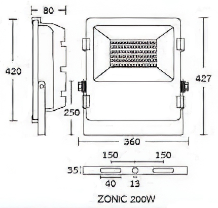 สปอร์ตไลท์ LED 200W BEC Zonic