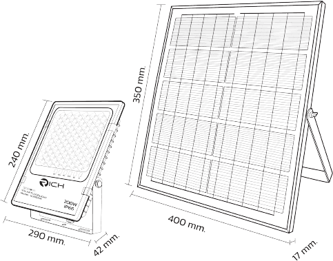 สปอร์ตไลท์โซล่าเซลล์ LED RICH GUNDAM 200W